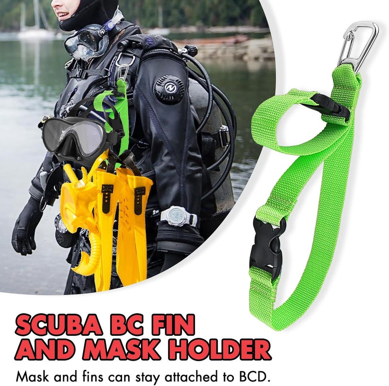 Owekfifv Scuba Fin & Mask Holder, Diving BC Fins Keeper and Mask Clip with Two Quick-release Loop Lanyard Webbing Strap - Image 2